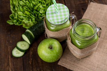 Green apples, cut cucumber and apple smoothie on a table; Photo by Pexels, Toni Cuenca