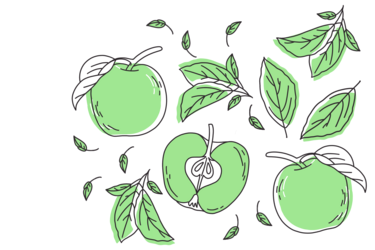 Illustration of green apples; by Stefanie Kreuzer, b13 GmbH (CC BY-SA 4.0)